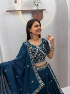 Meherika Vichitra Silk Embroidered Lehenga Choli Set with Sequin Work and Matching Dupatta