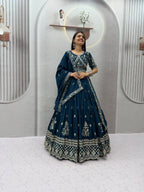 Meherika Vichitra Silk Embroidered Lehenga Choli Set with Sequin Work and Matching Dupatta