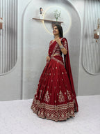 Meherika Vichitra Silk Embroidered Lehenga Choli Set with Sequin Work and Matching Dupatta