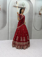 Meherika Vichitra Silk Embroidered Lehenga Choli Set with Sequin Work and Matching Dupatta