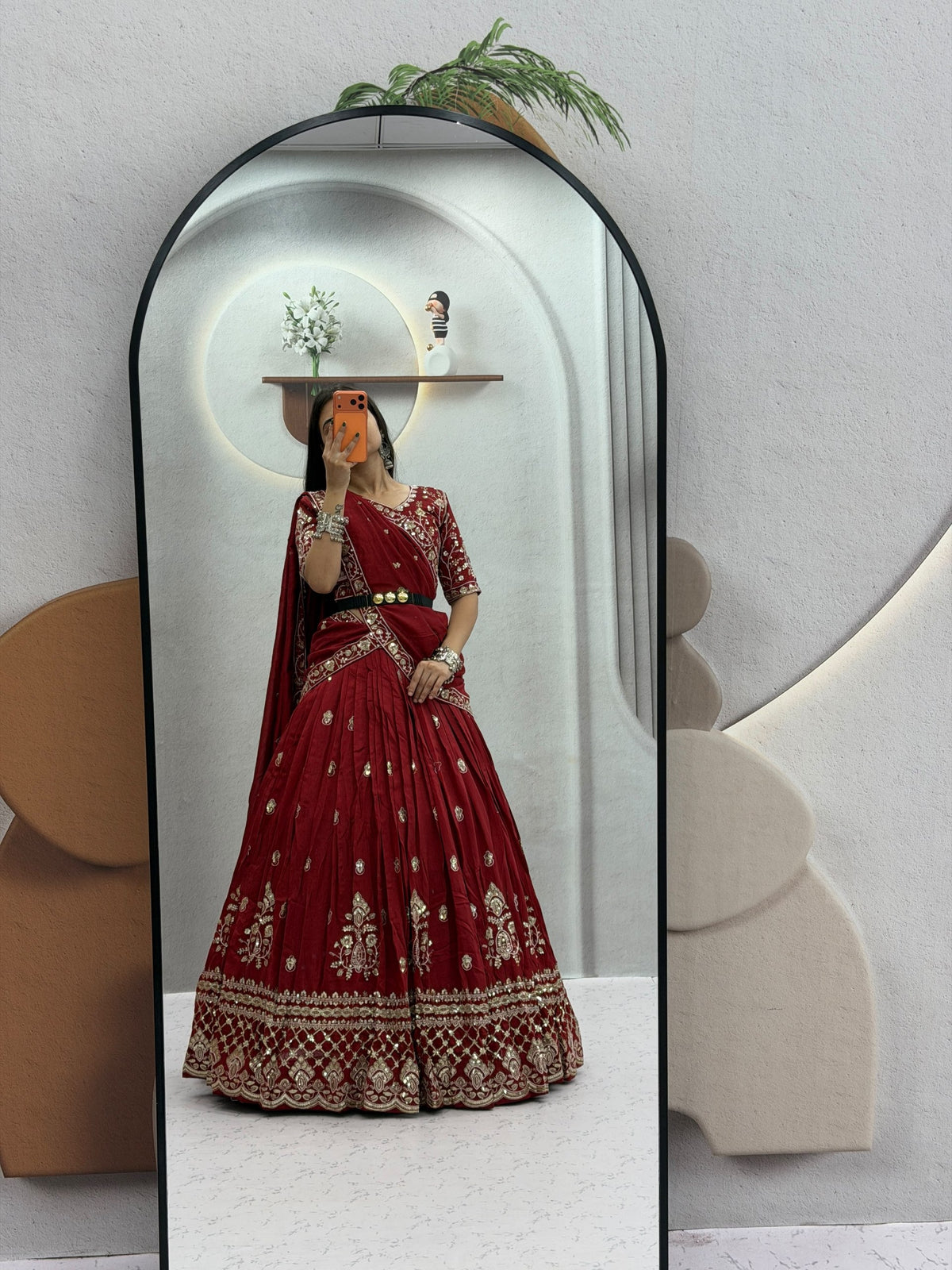 Meherika Vichitra Silk Embroidered Lehenga Choli Set with Sequin Work and Matching Dupatta