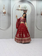 Meherika Vichitra Silk Embroidered Lehenga Choli Set with Sequin Work and Matching Dupatta