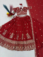 Meherika Vichitra Silk Embroidered Lehenga Choli Set with Sequin Work and Matching Dupatta