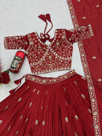 Meherika Vichitra Silk Embroidered Lehenga Choli Set with Sequin Work and Matching Dupatta