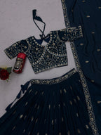 Meherika Vichitra Silk Embroidered Lehenga Choli Set with Sequin Work and Matching Dupatta