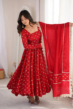 Maher Heavy Chinon Silk Zari Embroidered Anarkali with Pant & Dupatta Set