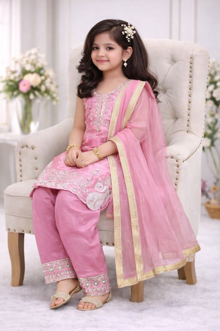 Vaanya Fendy Silk Sequins Embroidered Palazzo Suit with Dupatta