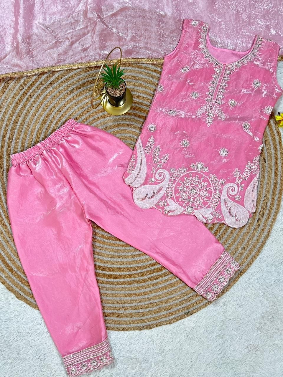 Vaanya Fendy Silk Sequins Embroidered Palazzo Suit with Dupatta