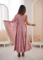 Mahveen Noor Premium Sleeveless Anarkali Gown with Chanderi Silk Dupatta