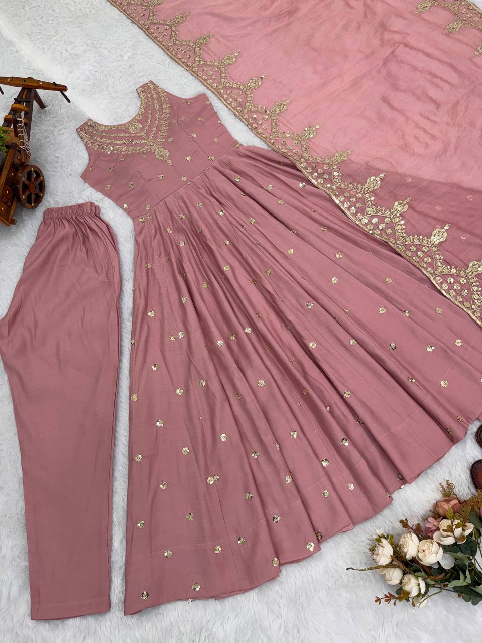 Mahveen Noor Premium Sleeveless Anarkali Gown with Chanderi Silk Dupatta
