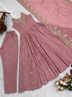 Mahveen Noor Premium Sleeveless Anarkali Gown with Chanderi Silk Dupatta