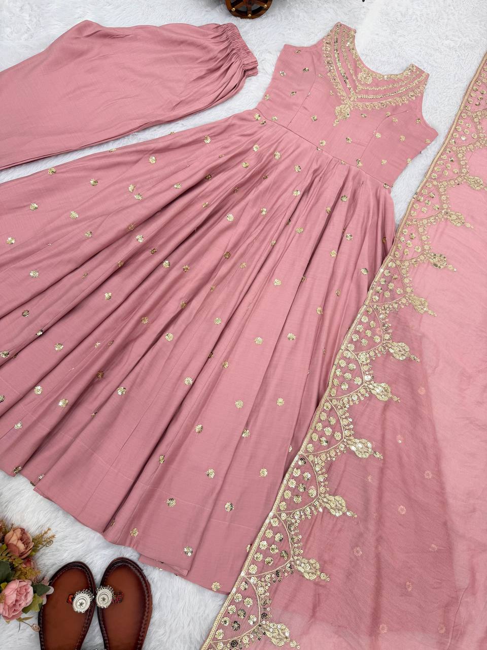 Mahveen Noor Premium Sleeveless Anarkali Gown with Chanderi Silk Dupatta