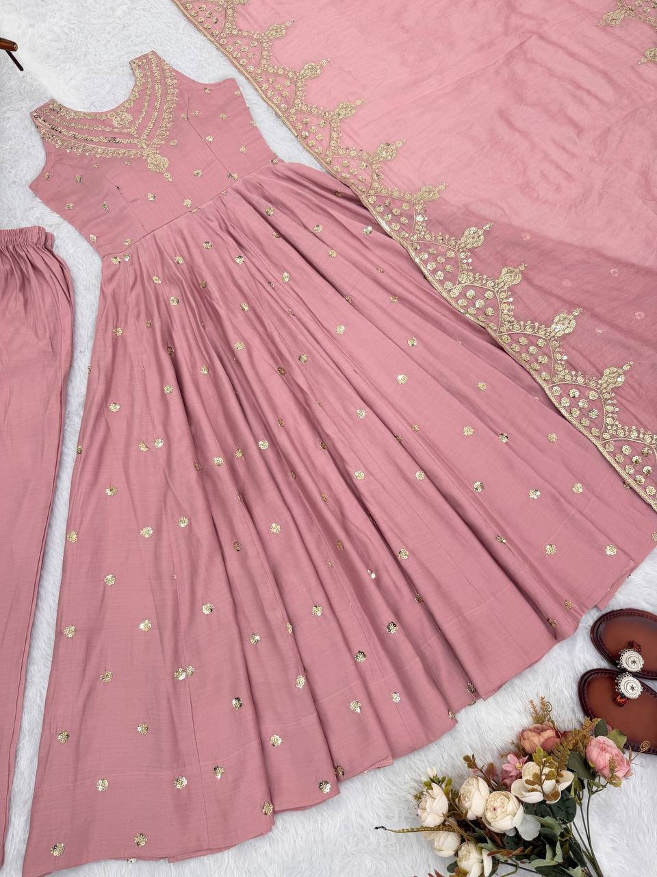 Mahveen Noor Premium Sleeveless Anarkali Gown with Chanderi Silk Dupatta