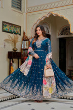 Designer Georgette Gown with Thread & Sequin Work Dupatta