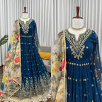 Designer Georgette Gown with Thread & Sequin Work Dupatta