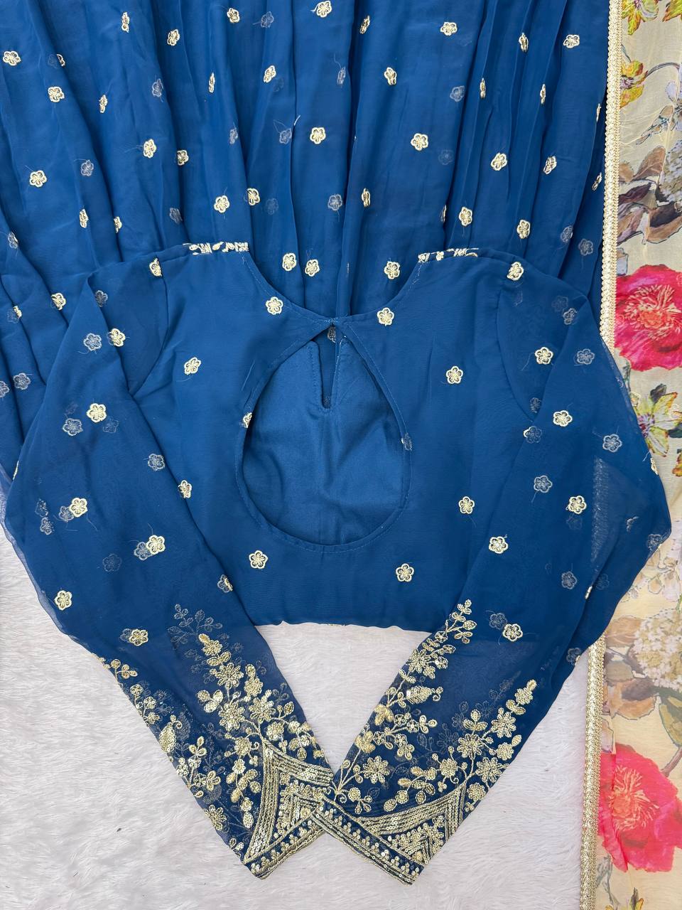 Designer Georgette Gown with Thread & Sequin Work Dupatta