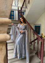 Elegant Hand Work Anarkali Suit with Four Side Embroidered Dupatta