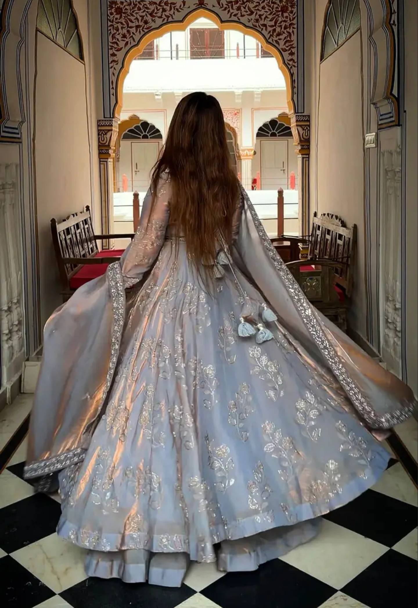 Elegant Hand Work Anarkali Suit with Four Side Embroidered Dupatta