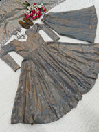 Elegant Hand Work Anarkali Suit with Four Side Embroidered Dupatta