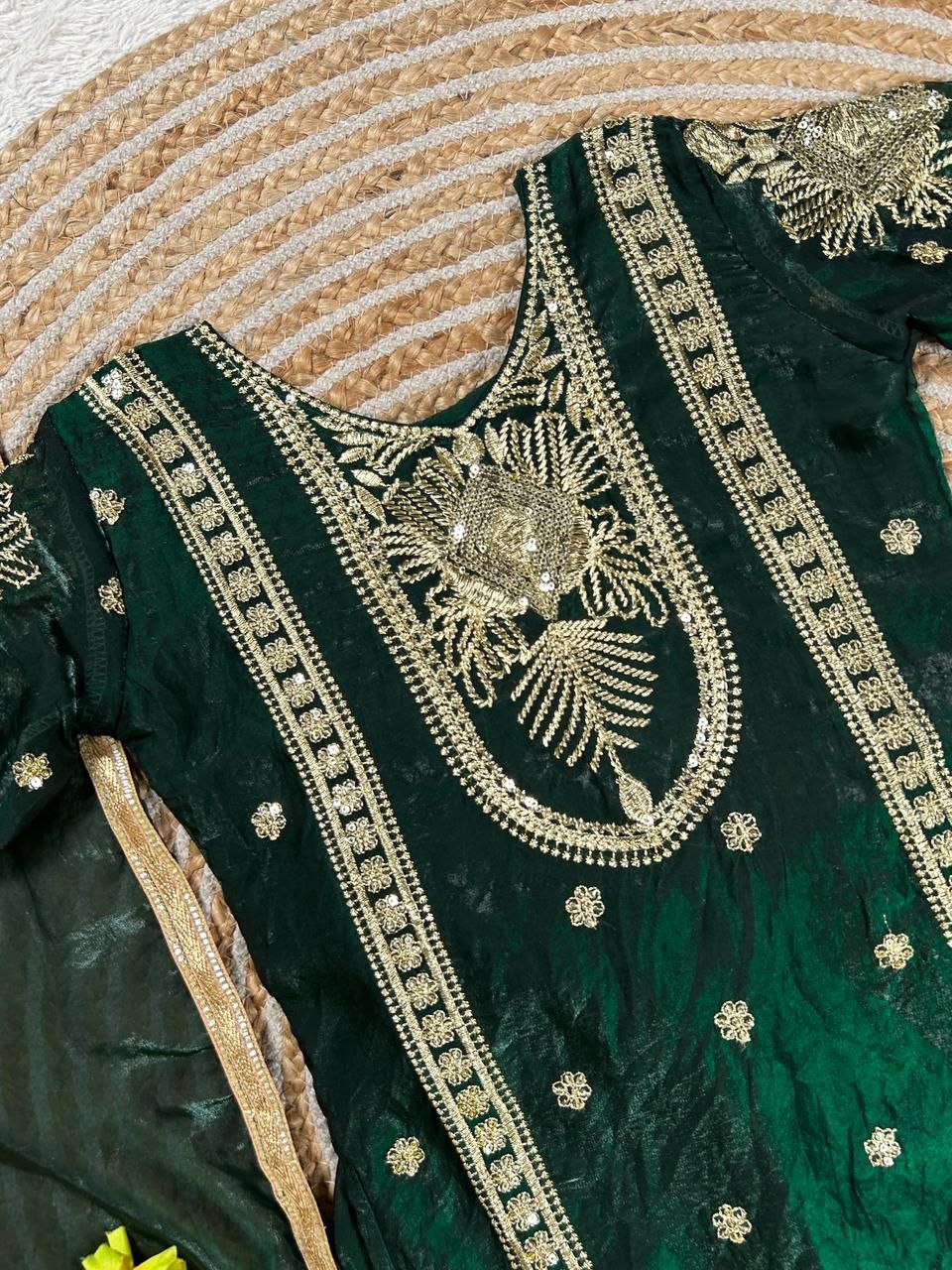 Aarivya Fendy Silk Sequins Embroidered Palazzo Suit with Dupatta