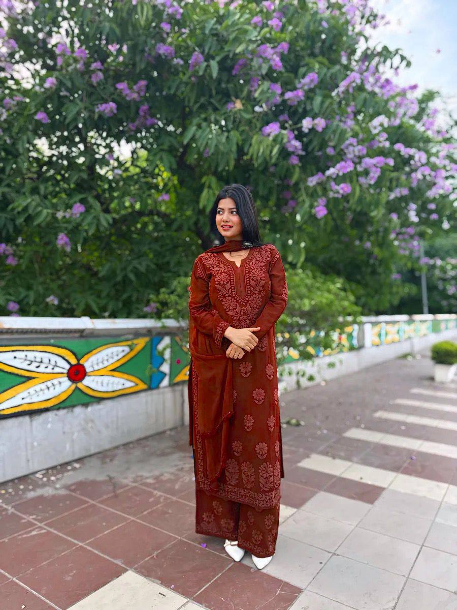 Festive Wear Embroidered Palazzo Suit with Designer Dupatta