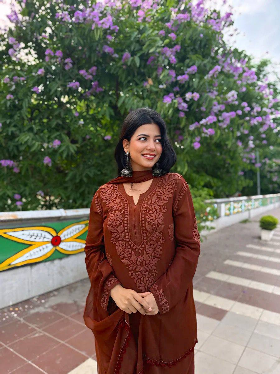 Festive Wear Embroidered Palazzo Suit with Designer Dupatta
