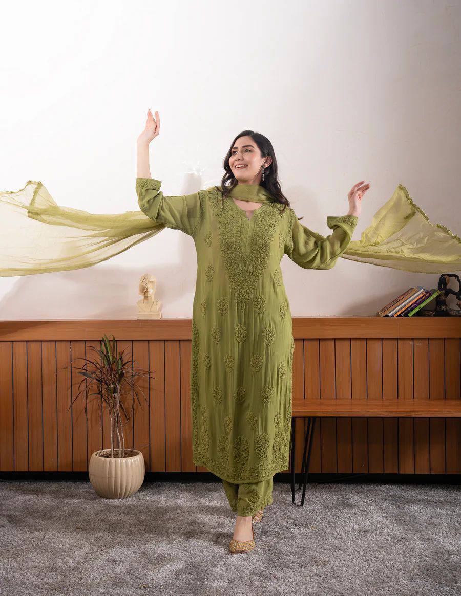 Festive Wear Embroidered Palazzo Suit with Designer Dupatta