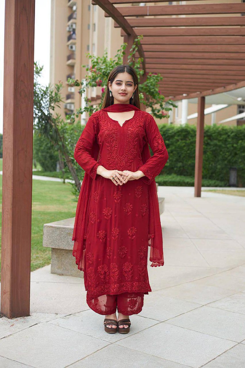 Festive Wear Embroidered Palazzo Suit with Designer Dupatta