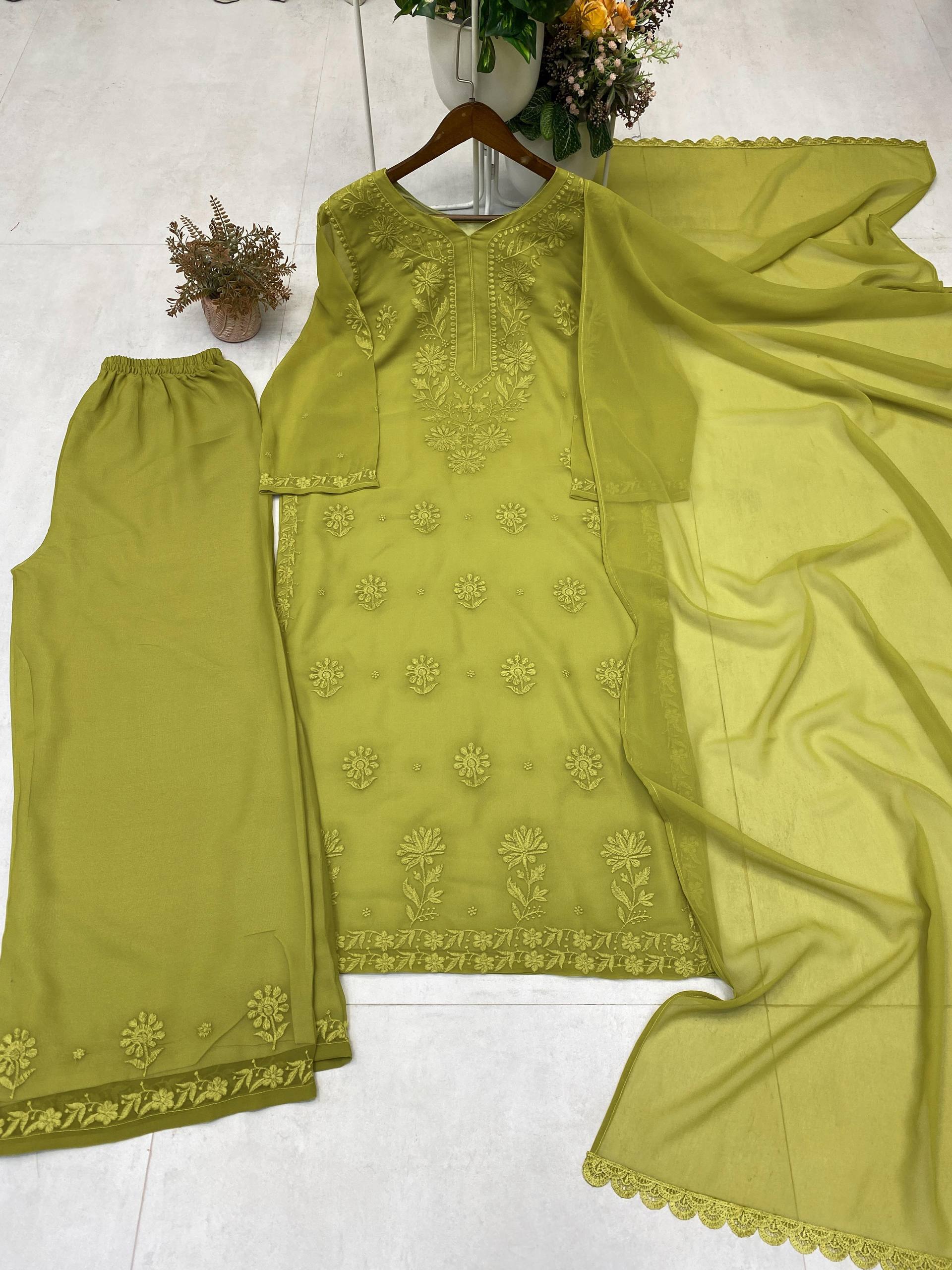 Festive Wear Embroidered Palazzo Suit with Designer Dupatta