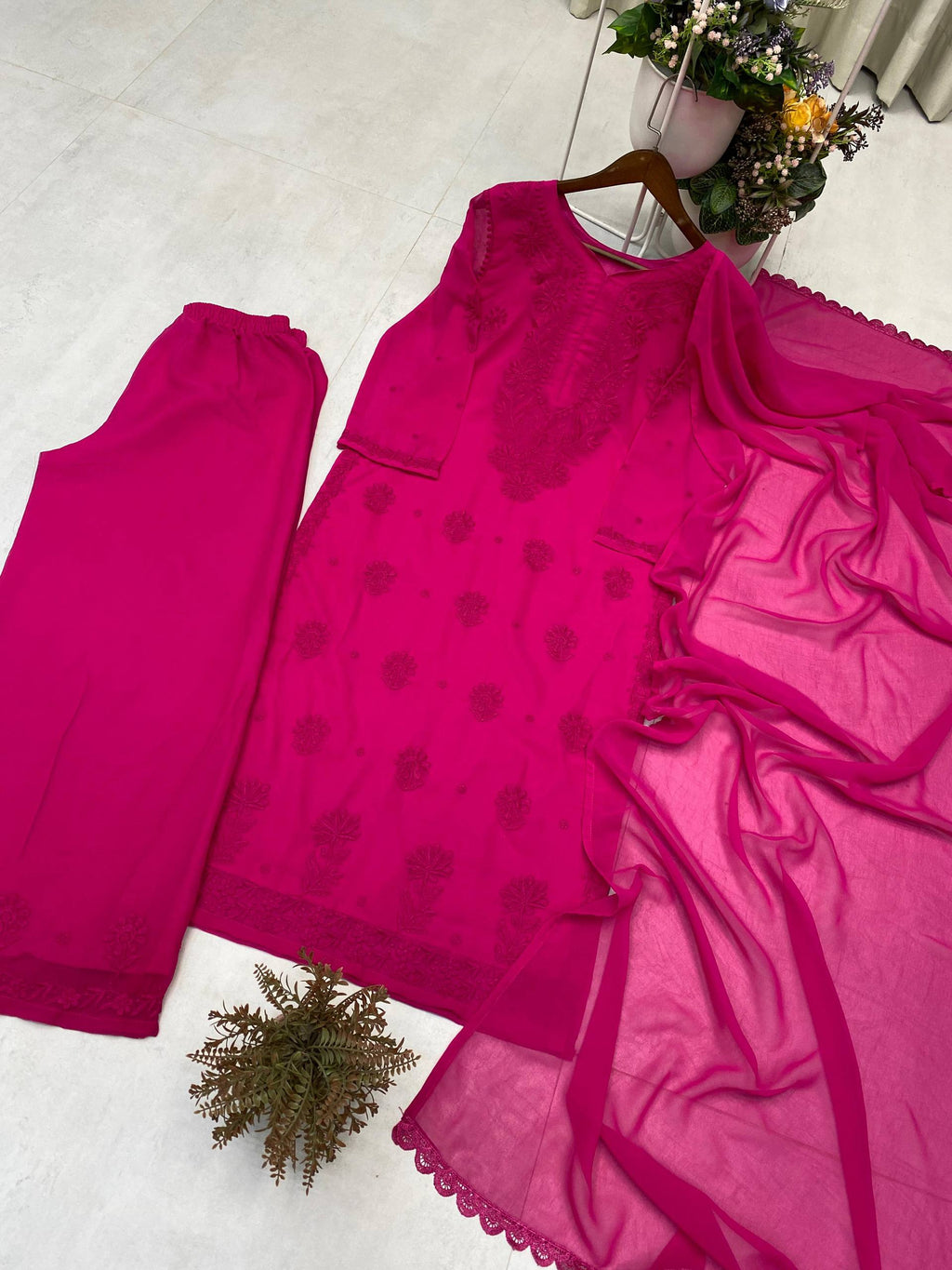 Festive Wear Embroidered Palazzo Suit with Designer Dupatta