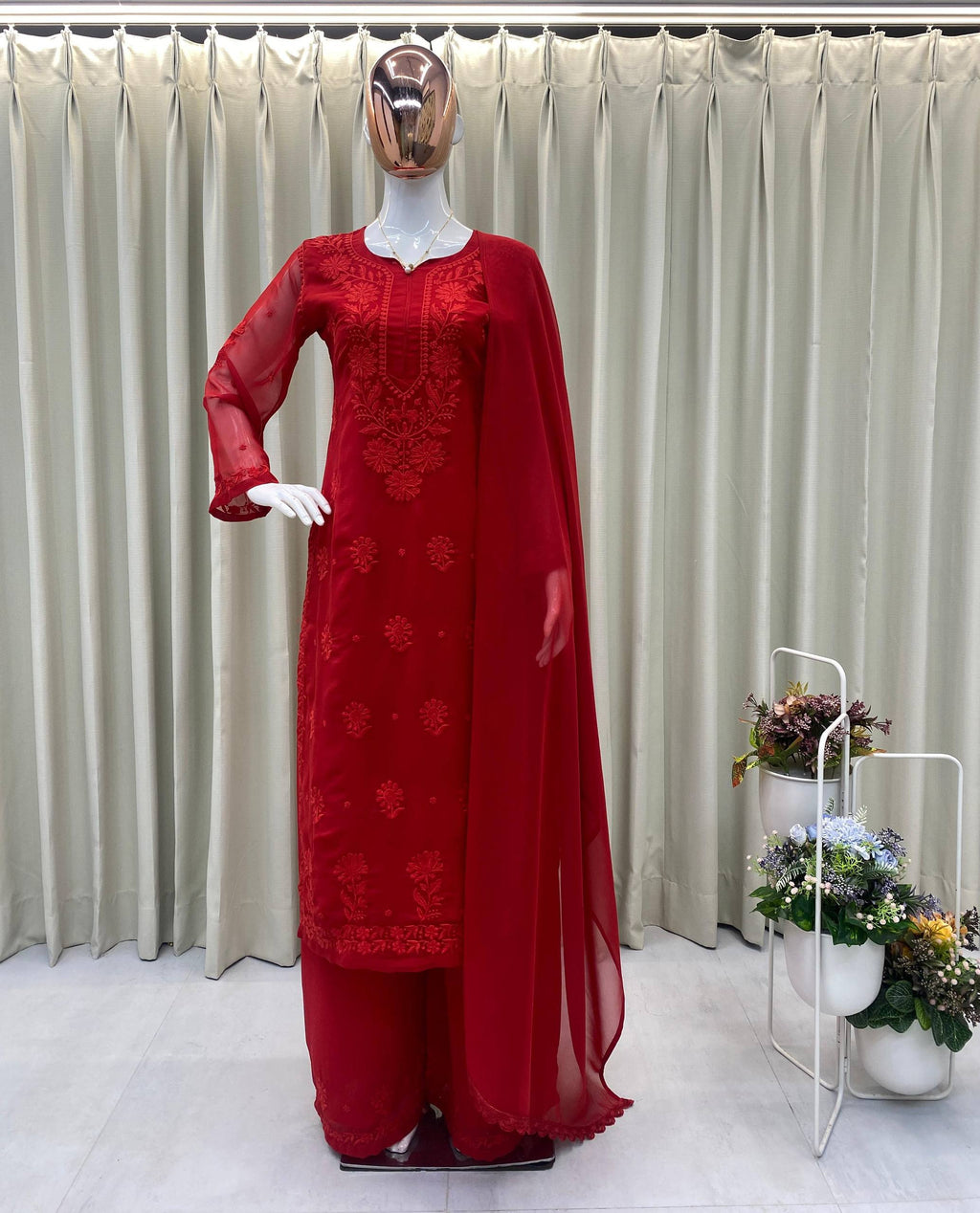 Festive Wear Embroidered Palazzo Suit with Designer Dupatta