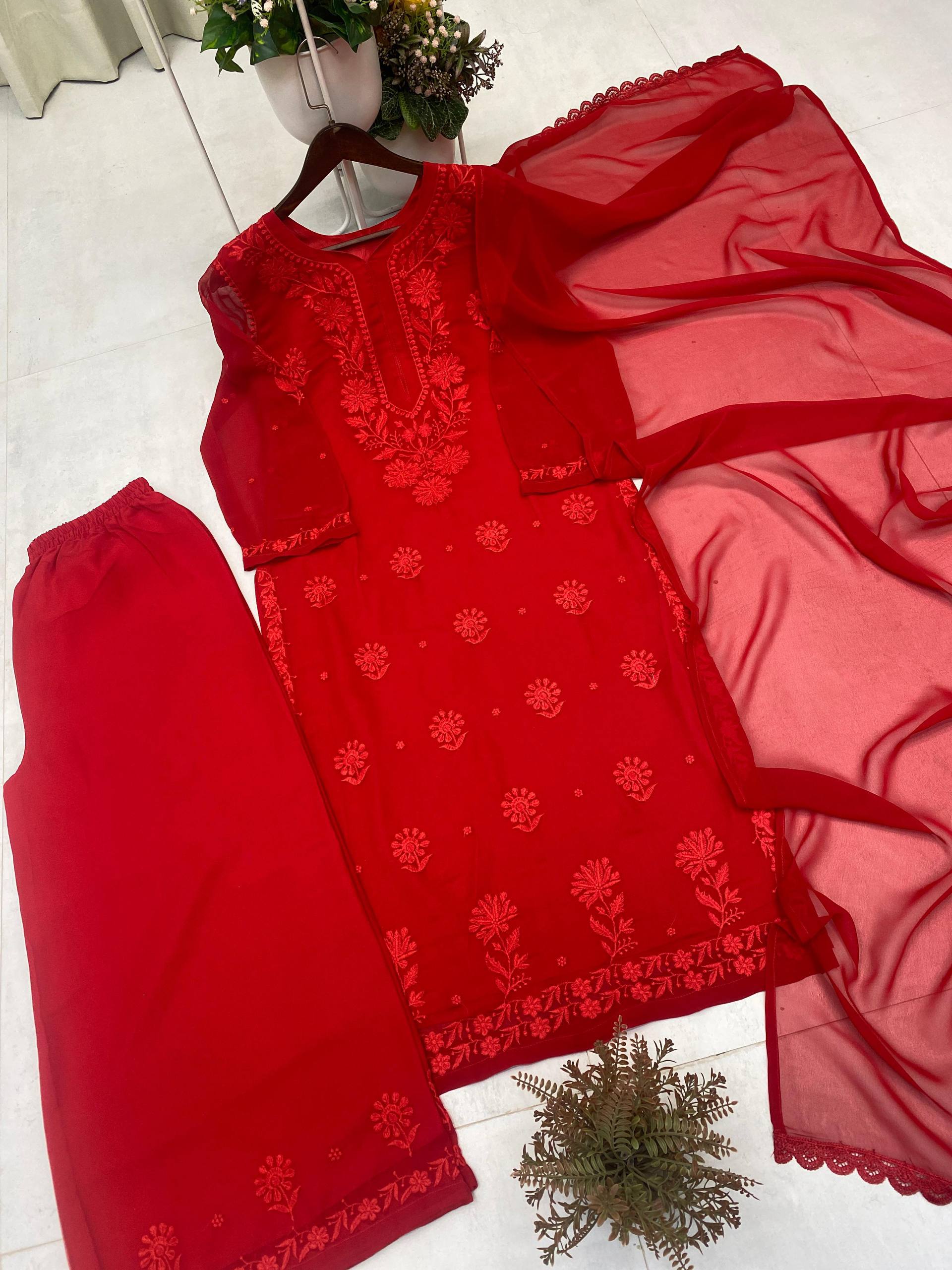 Festive Wear Embroidered Palazzo Suit with Designer Dupatta