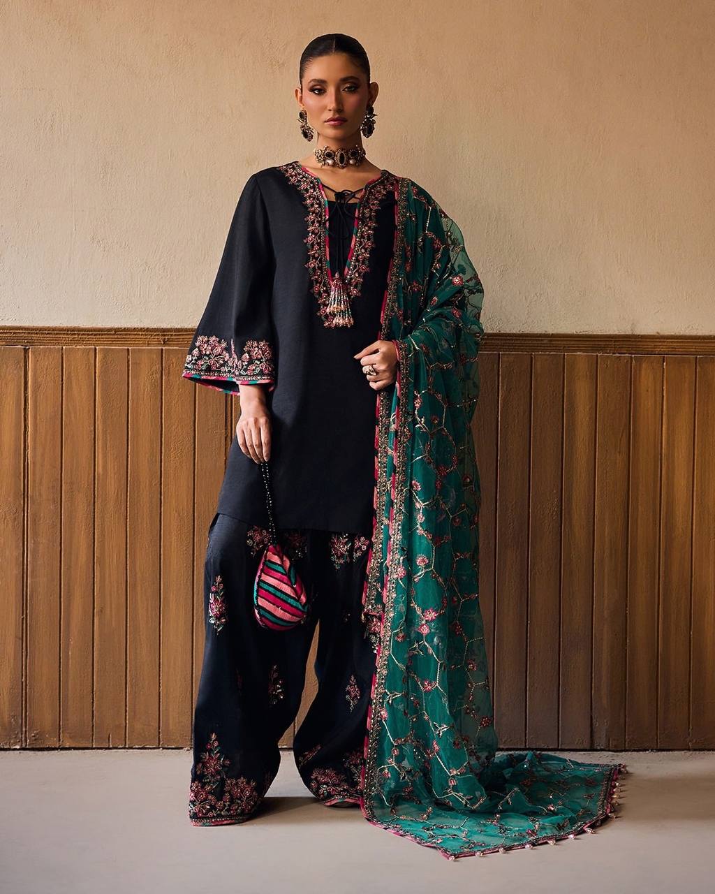 Luxury Embroidered Roman Silk Suit
