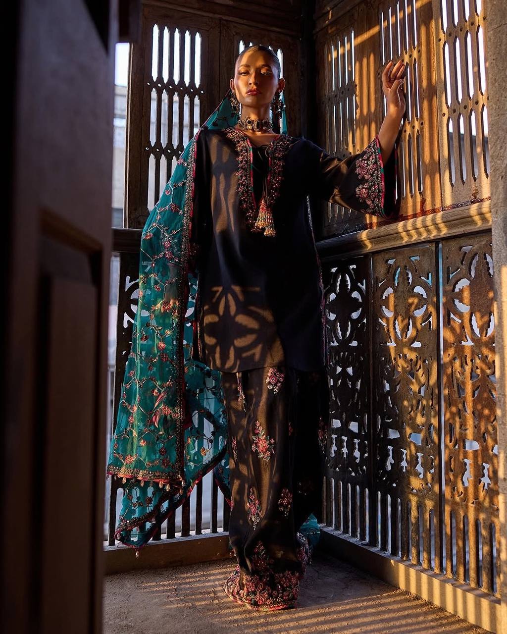 Luxury Embroidered Roman Silk Suit