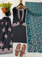 Luxury Embroidered Roman Silk Suit