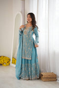 Zunaira Premium Fendy Silk Beaded Sharara Suit Set with Sequin Detailing