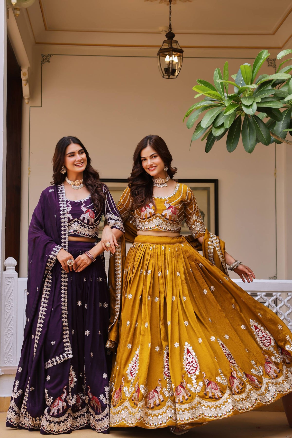 Aashvi Pure Vichitra Silk Lehenga Choli with Heavy Gota Patti, Threadwork and Sequin Embroidery