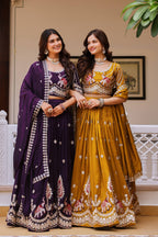 Aashvi Pure Vichitra Silk Lehenga Choli with Heavy Gota Patti, Threadwork and Sequin Embroidery