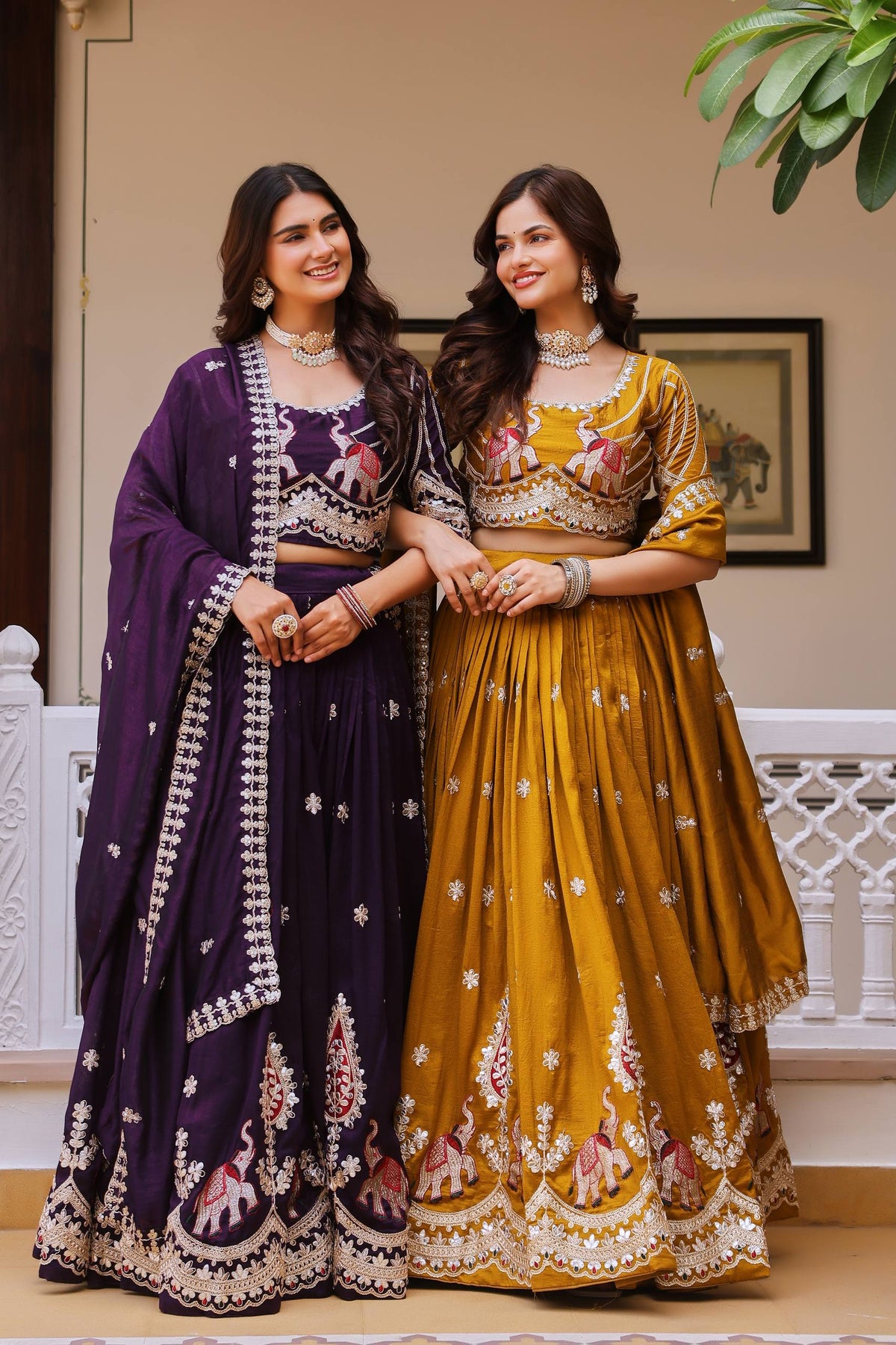 Aashvi Pure Vichitra Silk Lehenga Choli with Heavy Gota Patti, Threadwork and Sequin Embroidery