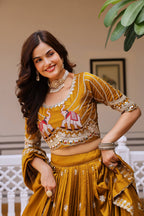 Aashvi Pure Vichitra Silk Lehenga Choli with Heavy Gota Patti, Threadwork and Sequin Embroidery