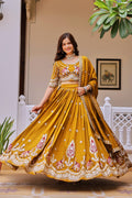 Aashvi Pure Vichitra Silk Lehenga Choli with Heavy Gota Patti, Threadwork and Sequin Embroidery