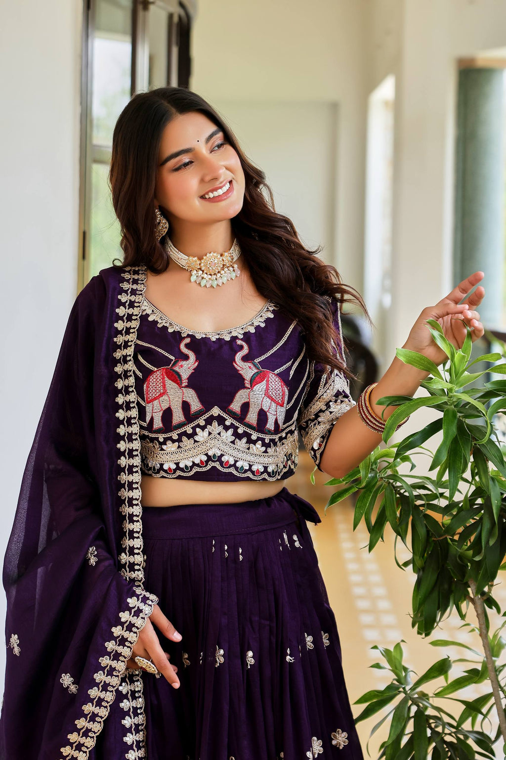 Aashvi Pure Vichitra Silk Lehenga Choli with Heavy Gota Patti, Threadwork and Sequin Embroidery