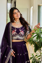 Aashvi Pure Vichitra Silk Lehenga Choli with Heavy Gota Patti, Threadwork and Sequin Embroidery