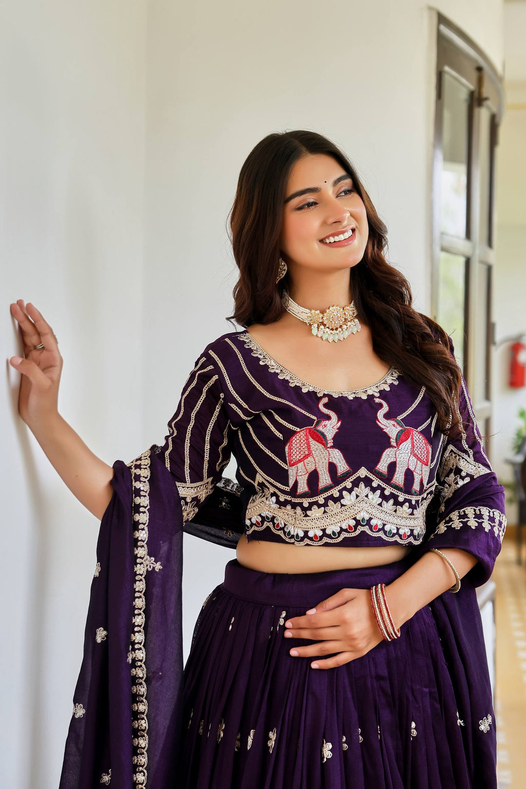Aashvi Pure Vichitra Silk Lehenga Choli with Heavy Gota Patti, Threadwork and Sequin Embroidery