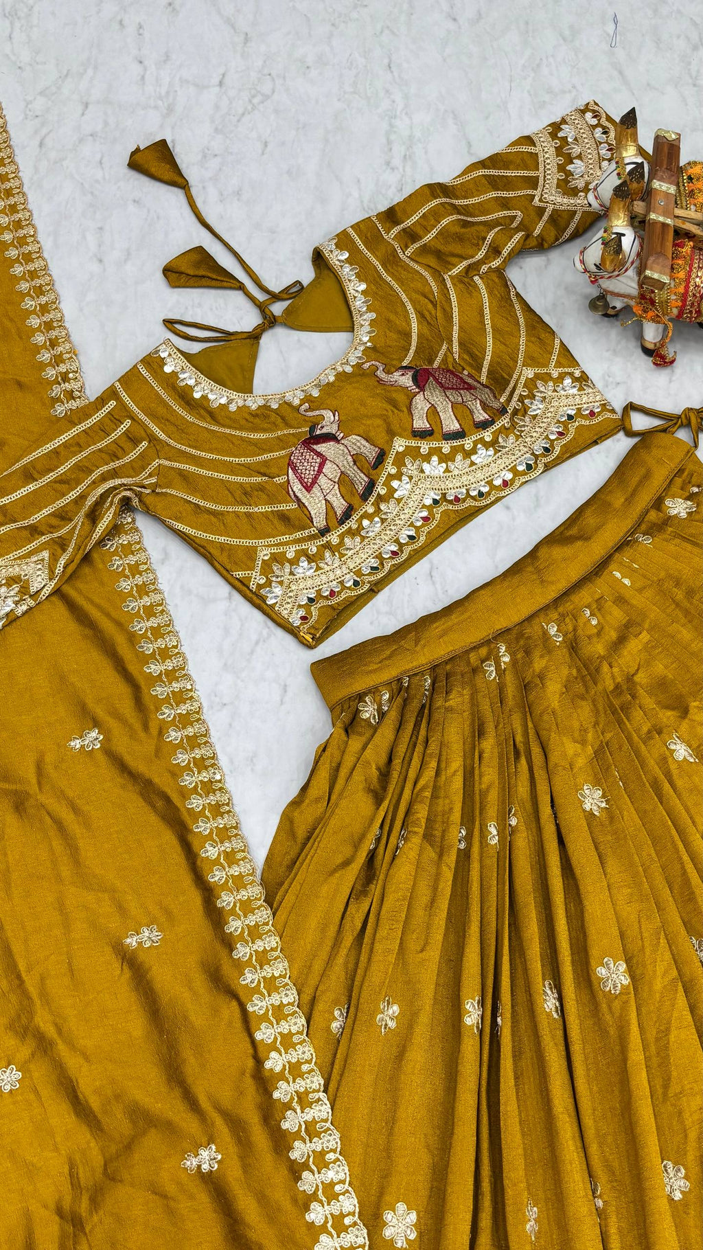Aashvi Pure Vichitra Silk Lehenga Choli with Heavy Gota Patti, Threadwork and Sequin Embroidery