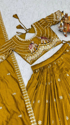 Aashvi Pure Vichitra Silk Lehenga Choli with Heavy Gota Patti, Threadwork and Sequin Embroidery