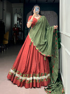 Zarisha Pure Chanderi Zari Butti Navratri Lehenga Choli with Dupatta Set