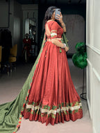 Zarisha Pure Chanderi Zari Butti Navratri Lehenga Choli with Dupatta Set