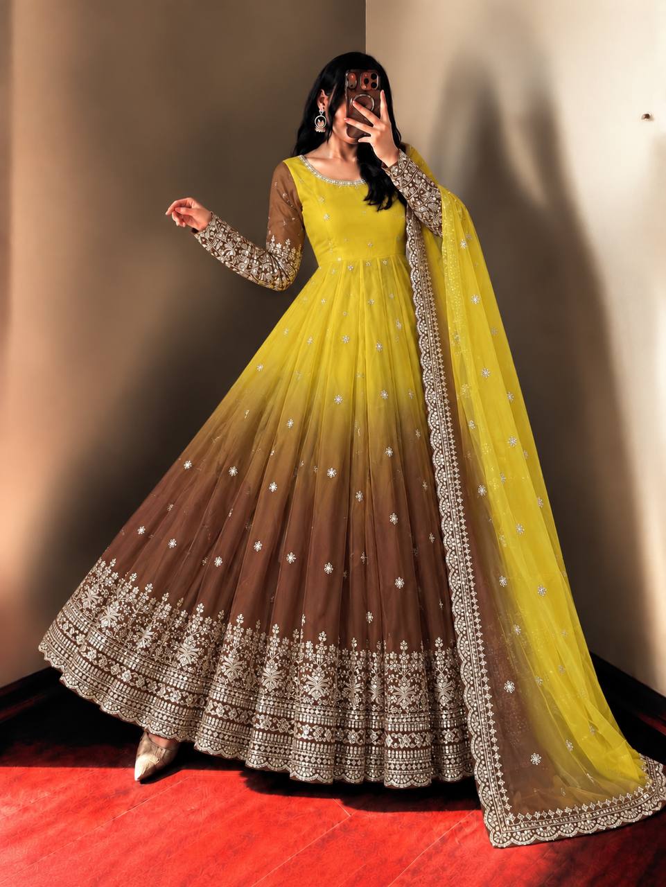 Meher Georgette Sequence Embroidered Anarkali Gown Set