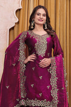Noor Afsana Designer Fendy Silk Sequins Embroidered Sharara Suit Set with Boring Work and Matching Dupatta